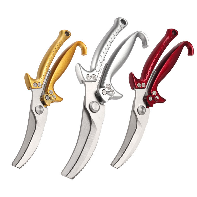 Whale Shark chicken bone scissors wholesale household outdoor SK5 all-steel scissors, multi-functional gold scissors, stainless steel kitchen scissors Item Picture
