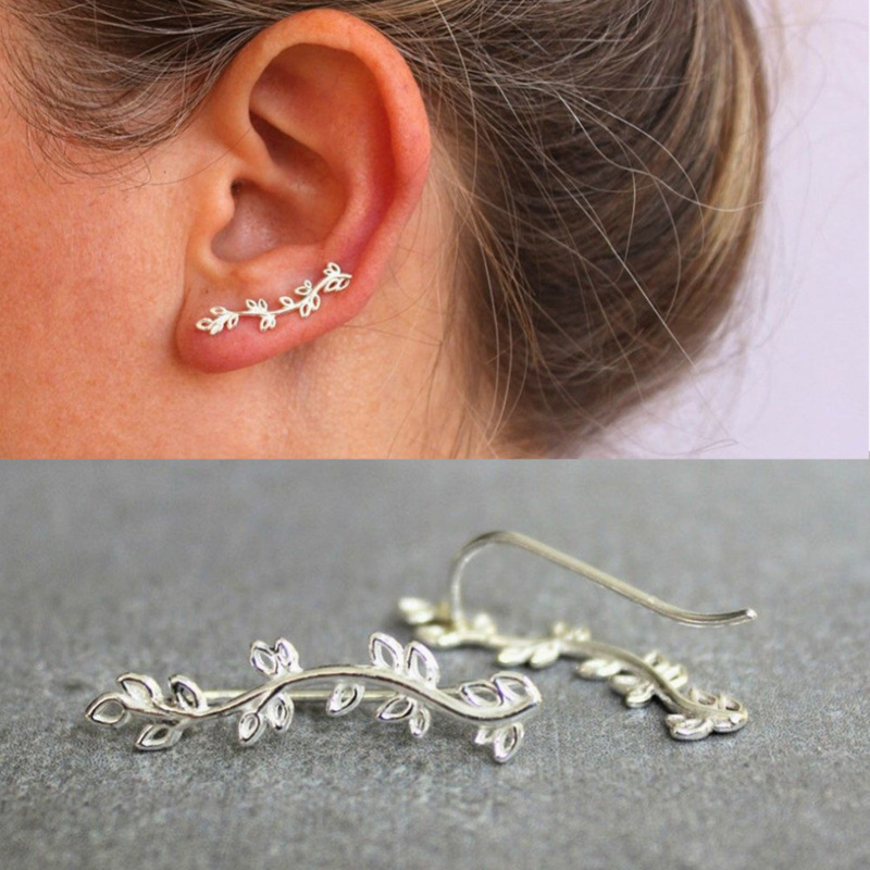 wish Amazon cross-border new jewelry naturally popular multi-layer leaf earrings and curved branch leaf earrings full figure