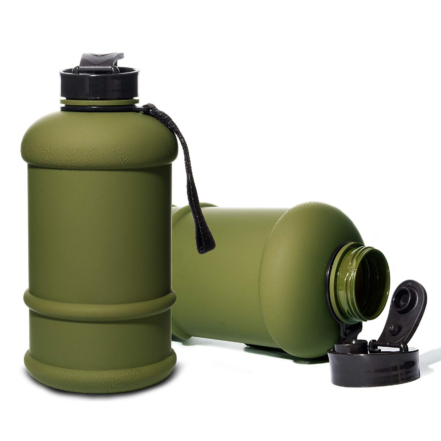 1.3L portable large-capacity outdoor sports water bottle, space cup, military green handle, fitness large water cup full figure