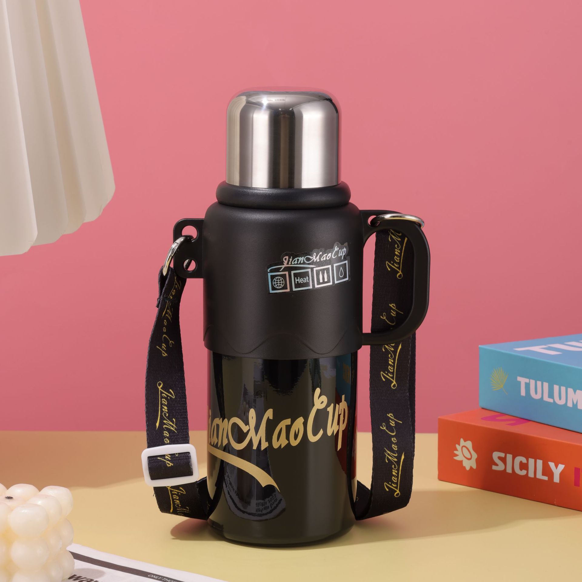 2024 New large-capacity 316 stainless steel bouncing cup, double-layer vacuum cola insulated cup, outdoor portable water cup Specification drawing