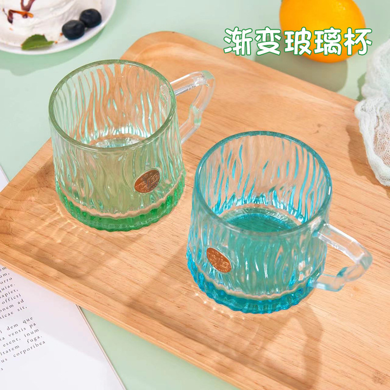 Summer new products: High appearance level office water cup, corrugated glass cup, large-capacity transparent water cup full figure