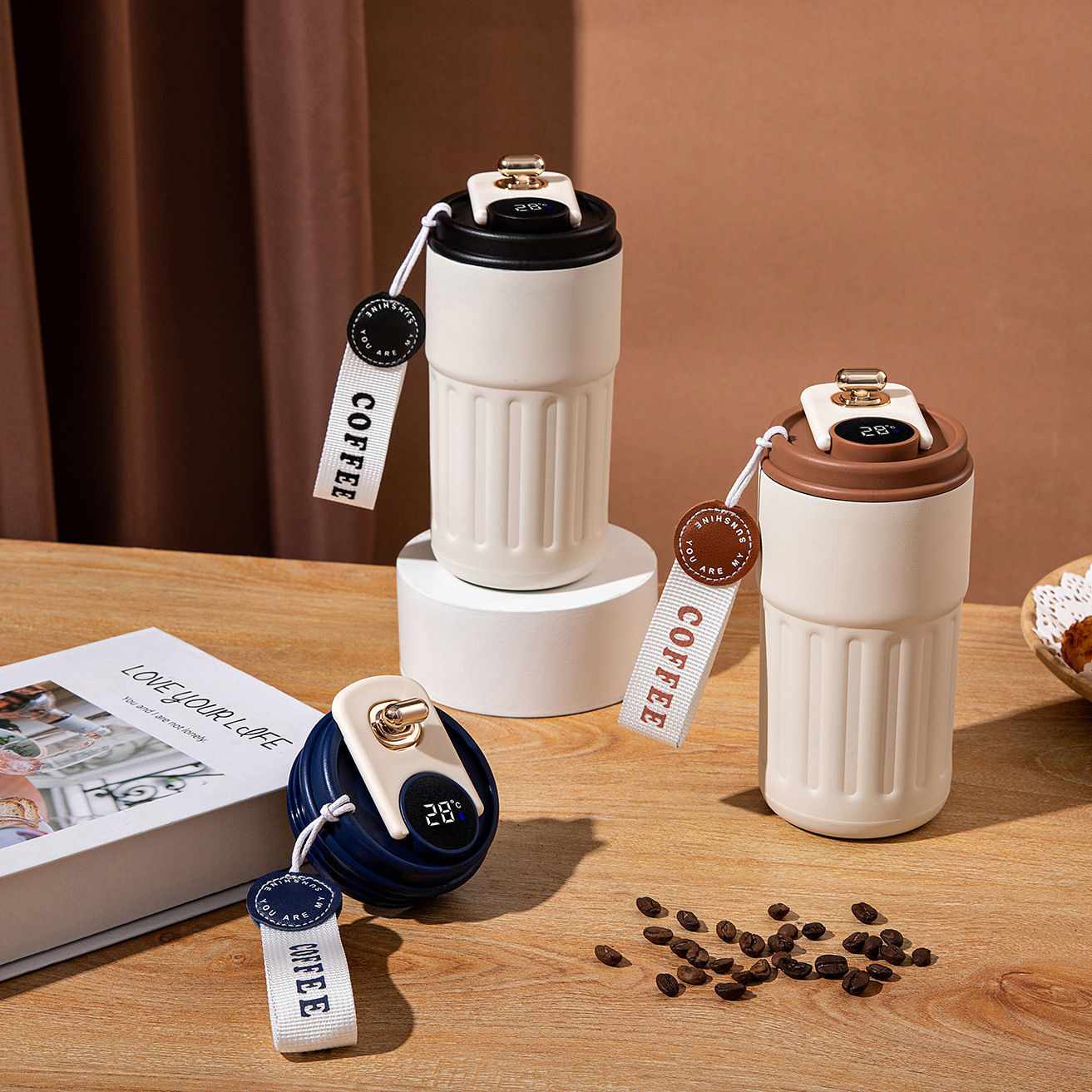 Simple and elegant 316 insulated cup with high appearance level, ins stainless steel temperature-showing cup, new portable water cup for children and students details Picture