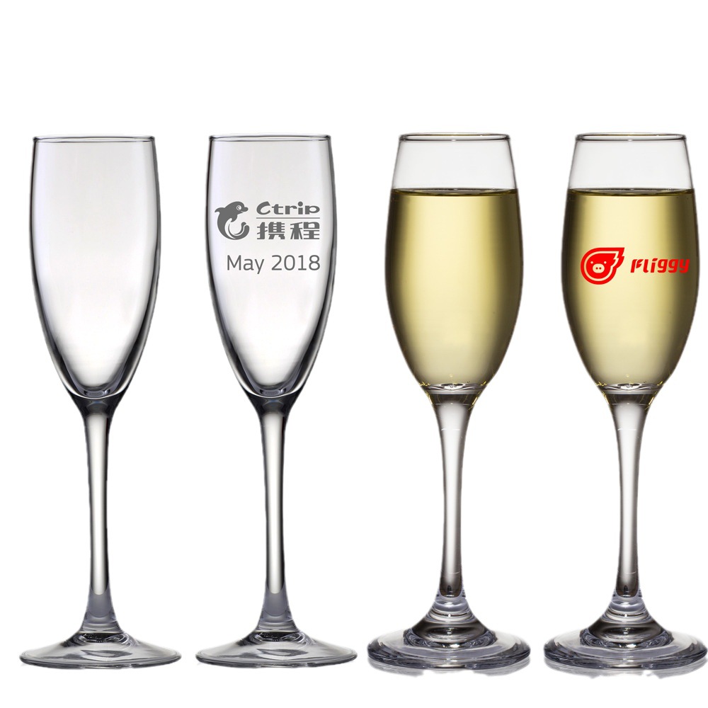 【 Factory Direct Delivery 】 Champagne glasses, tulip glasses, white wine glasses, sparkling wine glasses with logo printing, one-piece consignment Item Picture
