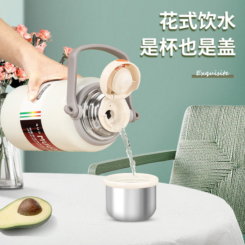 New 316 stainless steel vacuum insulated cup, portable slanted travel kettle, outdoor large-capacity sports water bottle with handle Specification drawing