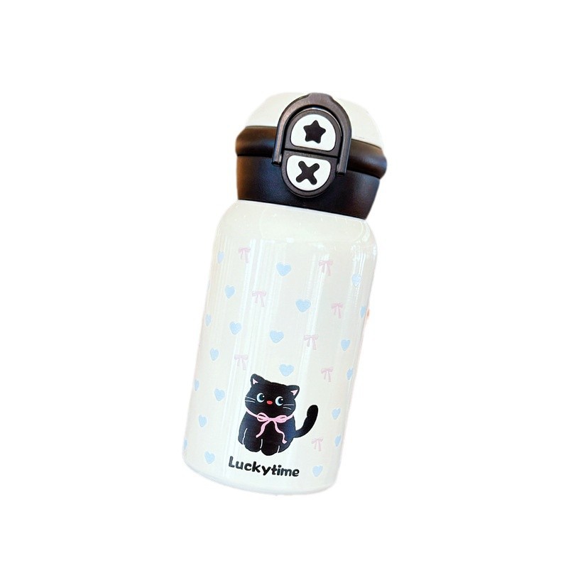 Kitten Double-drinking insulated cup, 316 stainless steel, high appearance level, girls' student water cup, cute large capacity insulated cup Item Picture