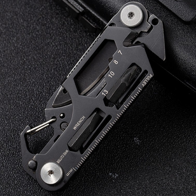 Tool card EDC outdoor survival folding wrench tool knife stainless steel folding tactical scissors mini repair details Picture