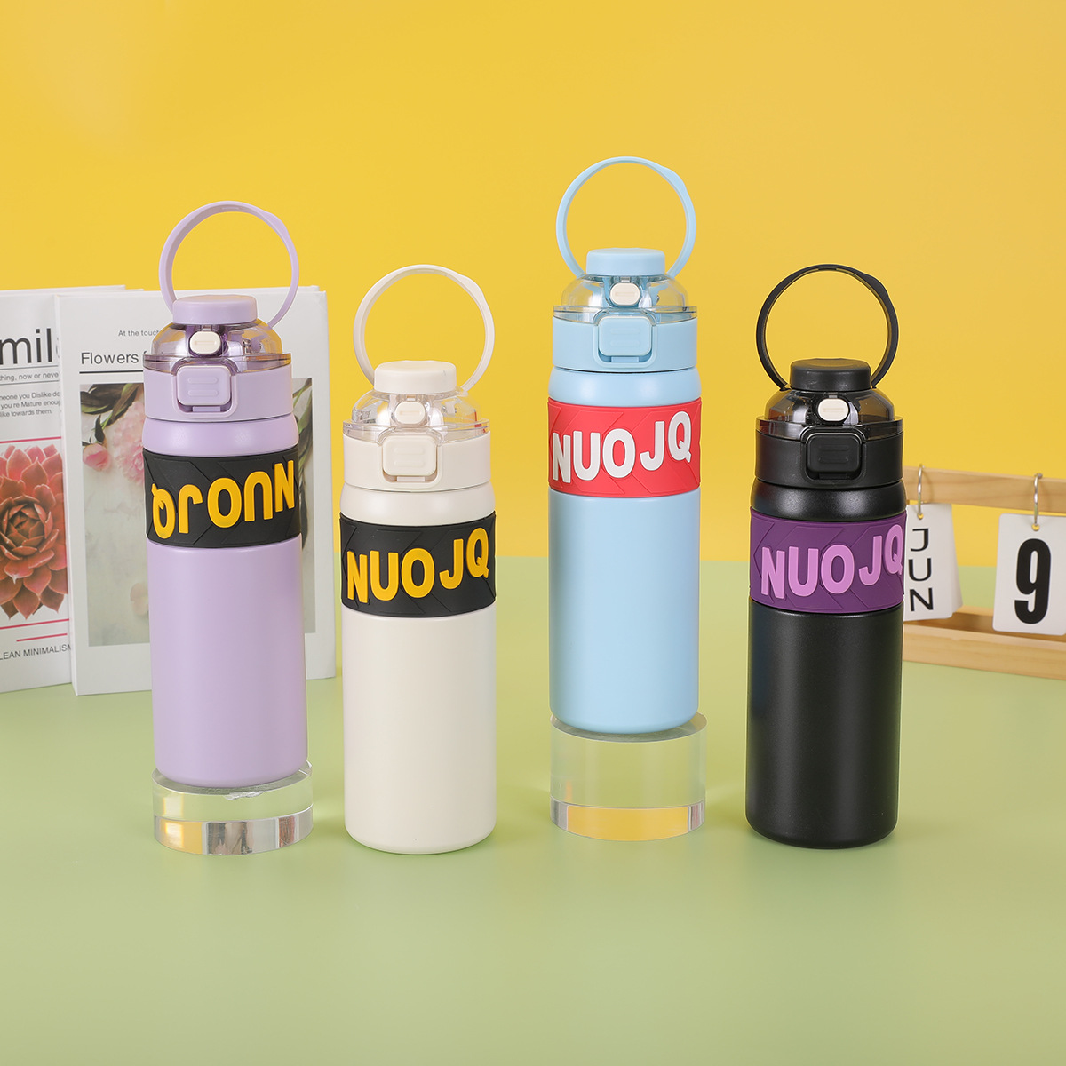 304 stainless steel double-layer vacuum insulated cup, outdoor portable hand-held travel cup, large-capacity double-dispensed bouncing cup Specification drawing