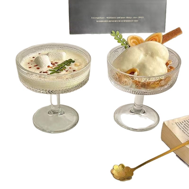 Internet-famous ice cream glass cups with high appearance standards, Ins-style yogurt cups, creative high-legged ice cream pudding cups, and dessert cups Item Picture