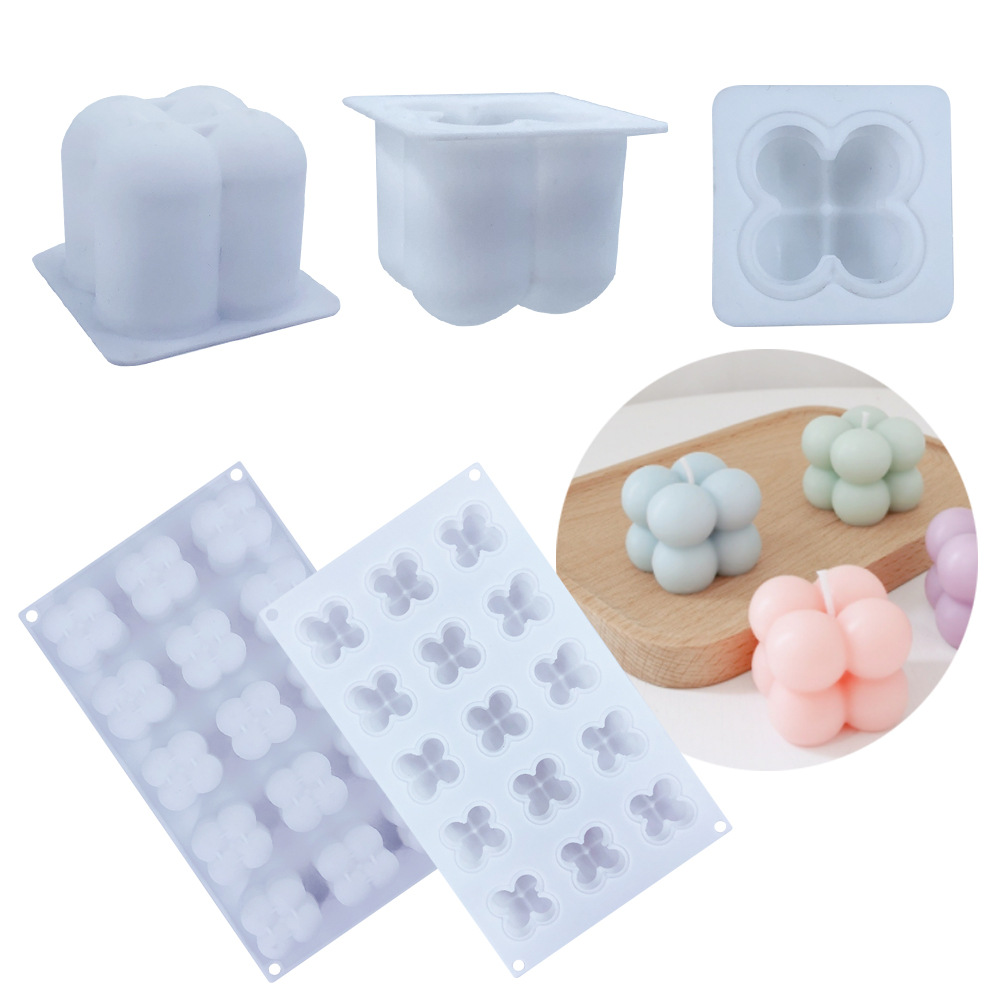 Cross-border best-selling silicone soybean molds, French baking 3D mousse molds, small and large magic cube candle aromatherapy molds Specification drawing