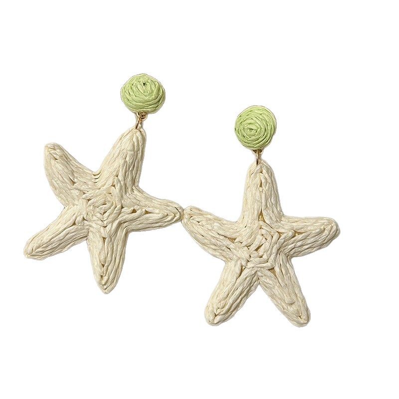 Seaside vacation style starfish earrings, summer white, fresh and sweet earrings, high-end, exaggerated and elegant, simple stud earrings Item Picture