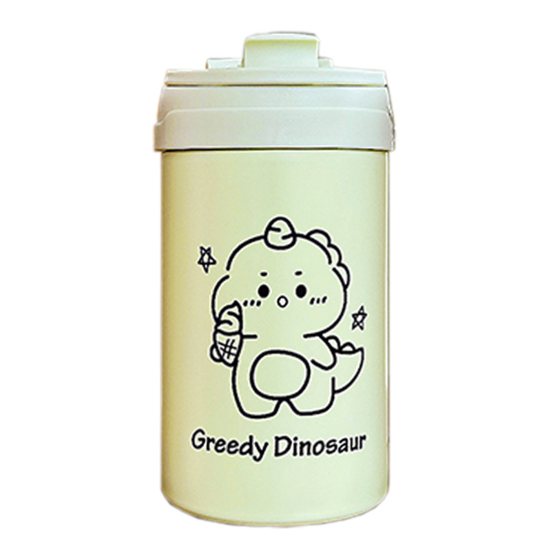 Cute girls' insulated cup, cartoon high appearance level, double-drinking straw cup, portable, fresh and cute new stainless steel water cup Item Picture