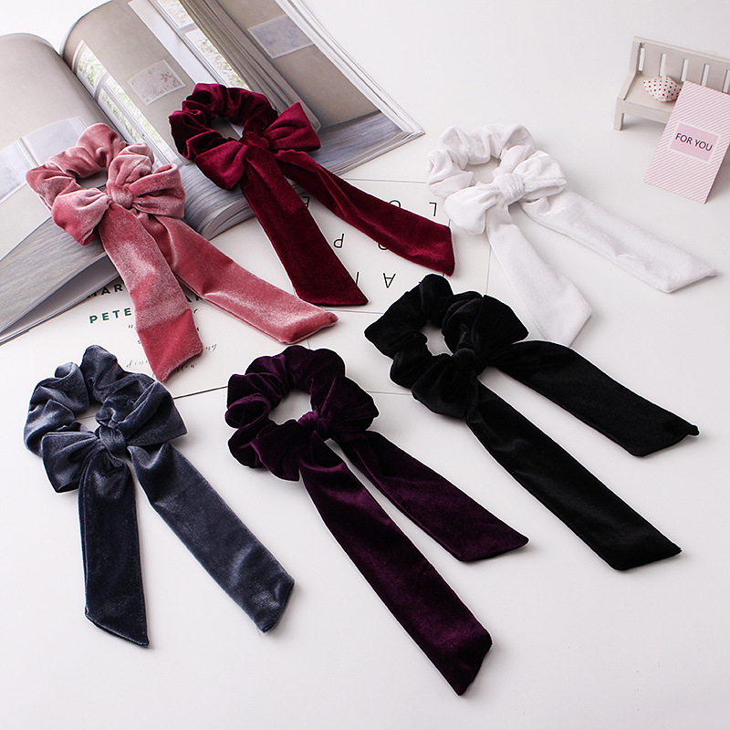Qiyue Ribbon Bow Tie, velvet bow tie, fashionable and versatile ladies' hair tie, 30-color headpiece Specification drawing