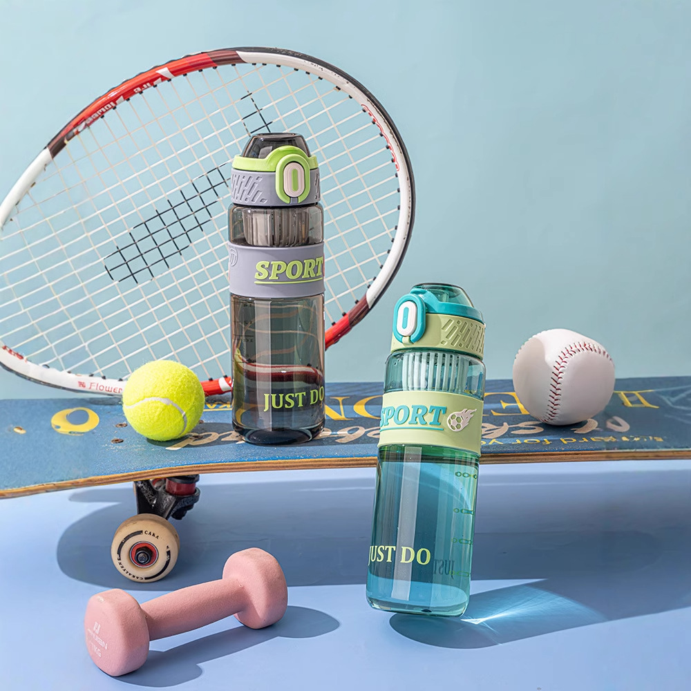 Simple large-capacity plastic cups for both boys and girls, high-temperature resistant, portable tea cups, outdoor portable handles, sports water cups details Picture