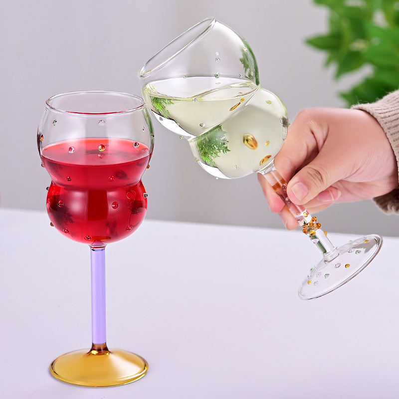Creative beaded glass wine glasses, high appearance level, artistic sense, red wine glasses, home bar whisky glasses, champagne glasses Application Scenario