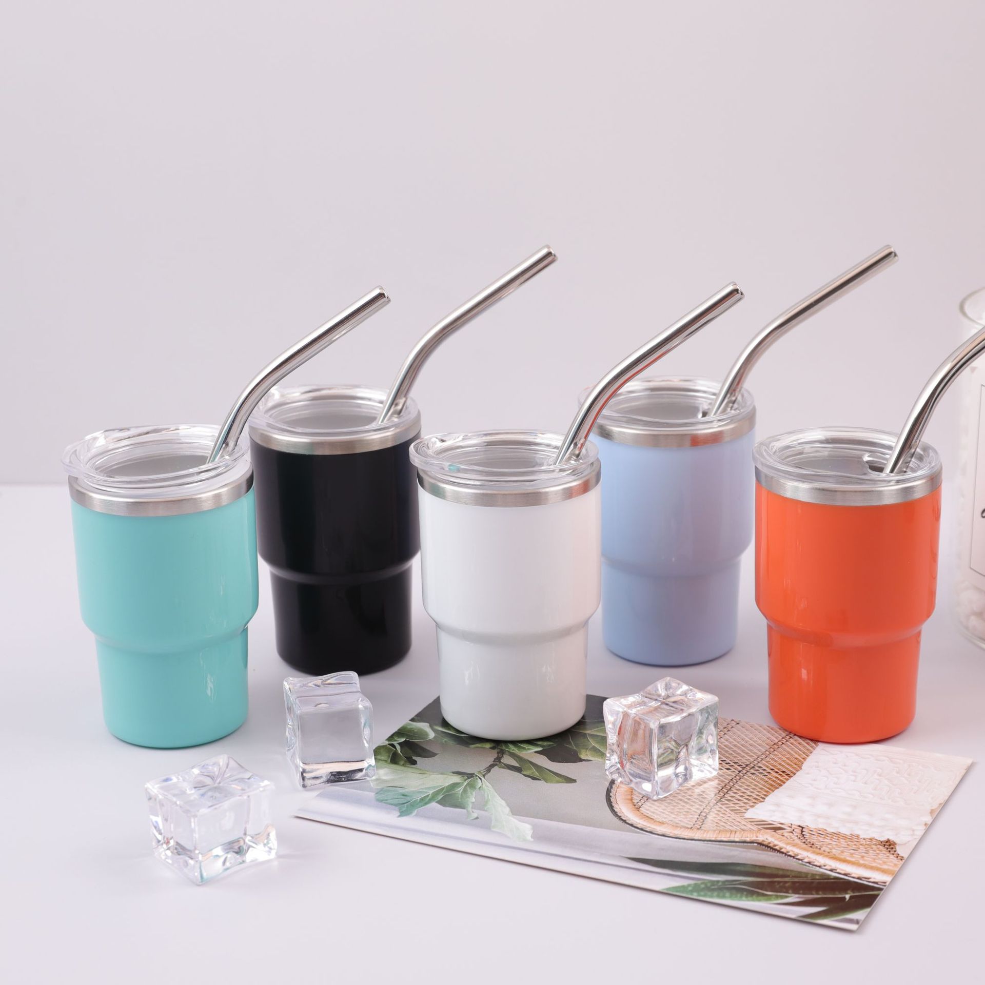 Wholesale of cross-border new 30oz set of stainless steel straw car cups, double-layer large capacity outdoor sharing small cups details Picture
