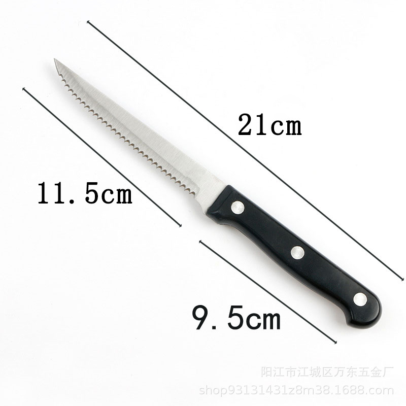 Wholesale PP plastic-handled kitchen bread knives, stainless steel serrated steak knives, Western-style knives, wooden-handled Western-style steak knives Application Scenario