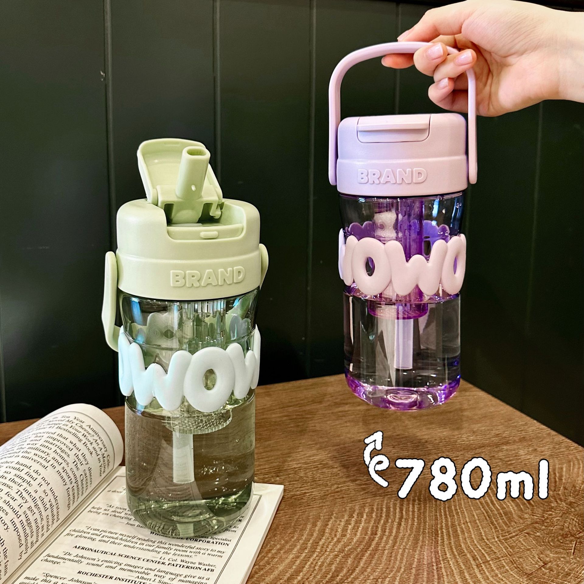 Simple student straw cup, summer hand-held sports plastic cup, office portable, high appearance level fashionable girls' water cup Specification drawing