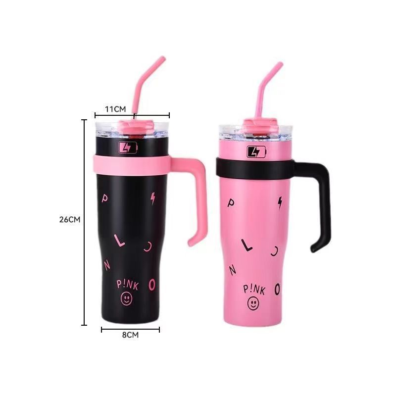 Ice King cup, large-capacity cup, men's and women's cold preservation stainless steel water cup, straw insulated cup, portable coffee cup, summer Item Picture
