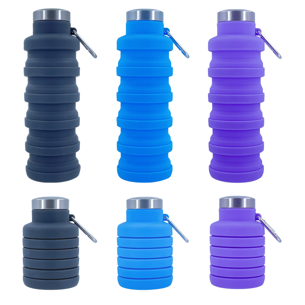 Cross-border bestseller silicone foldable water bottle, creative cycling telescopic cup, portable outdoor sports water bottle gift Specification drawing