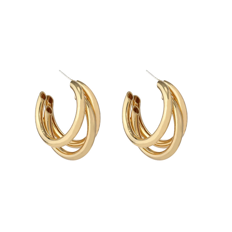 High-end metal earrings for women, a new bestseller in 2025, with a niche design sense and a light luxury circular style Item Picture