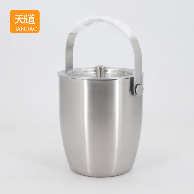 Stainless steel double-layer ice bucket, food-grade 304 ice granule bucket, beer, champagne, red wine and cold drink insulated bucket for bar wine equipment full figure