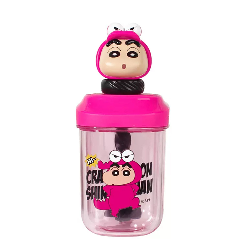 Cute Crayon Shin-chan water cup with straw portable stirring cup, creative cartoon high appearance level student plastic straw cup Item Picture