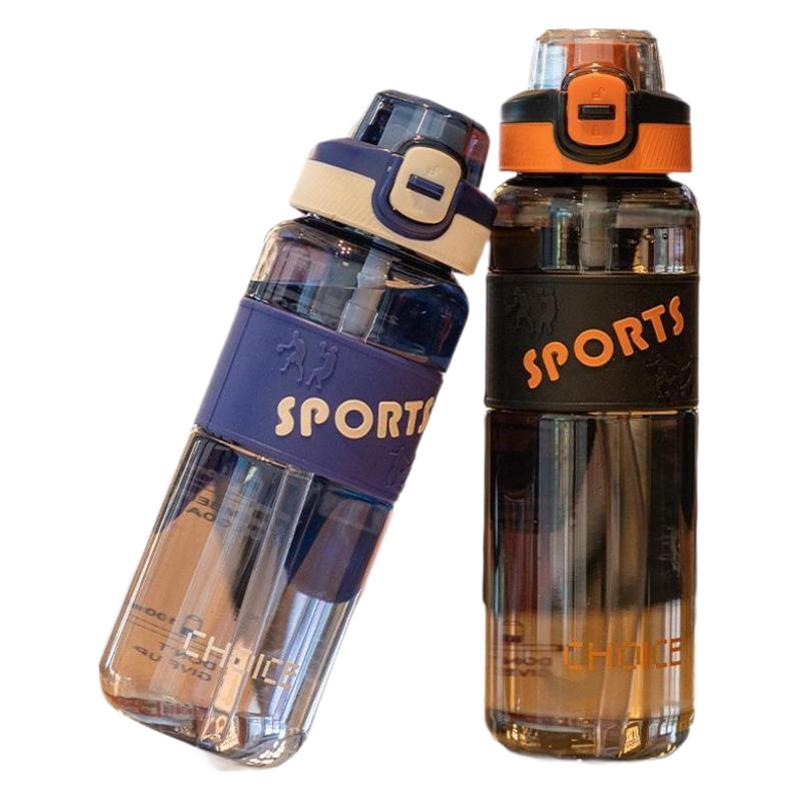 New plastic cups, large-capacity fitness water bottles, summer high appearance level men's and women's drinking cups, student straw cups Item Picture