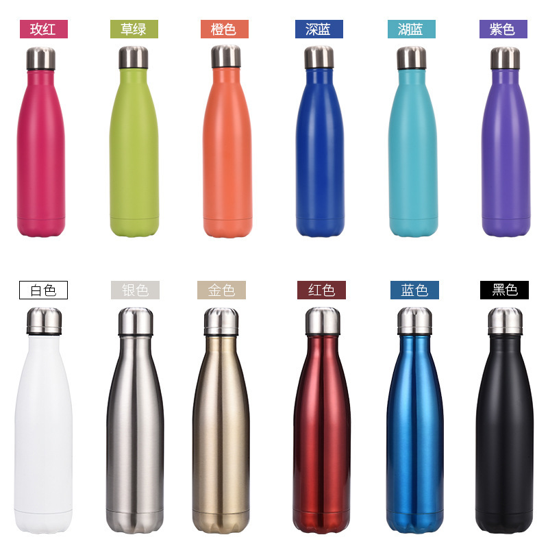 Double-layer 304 stainless steel insulated cup, large-capacity cola bottle, sports water cup, car-mounted creative advertising gift cup Item Picture