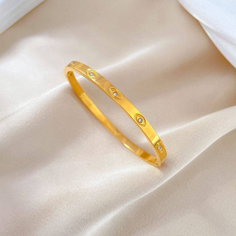 【 All-titanium Steel 】 European and American horse eye zirconium minimalist style titanium steel bracelet, minimalist cross-border retro stainless steel jewelry Specification drawing