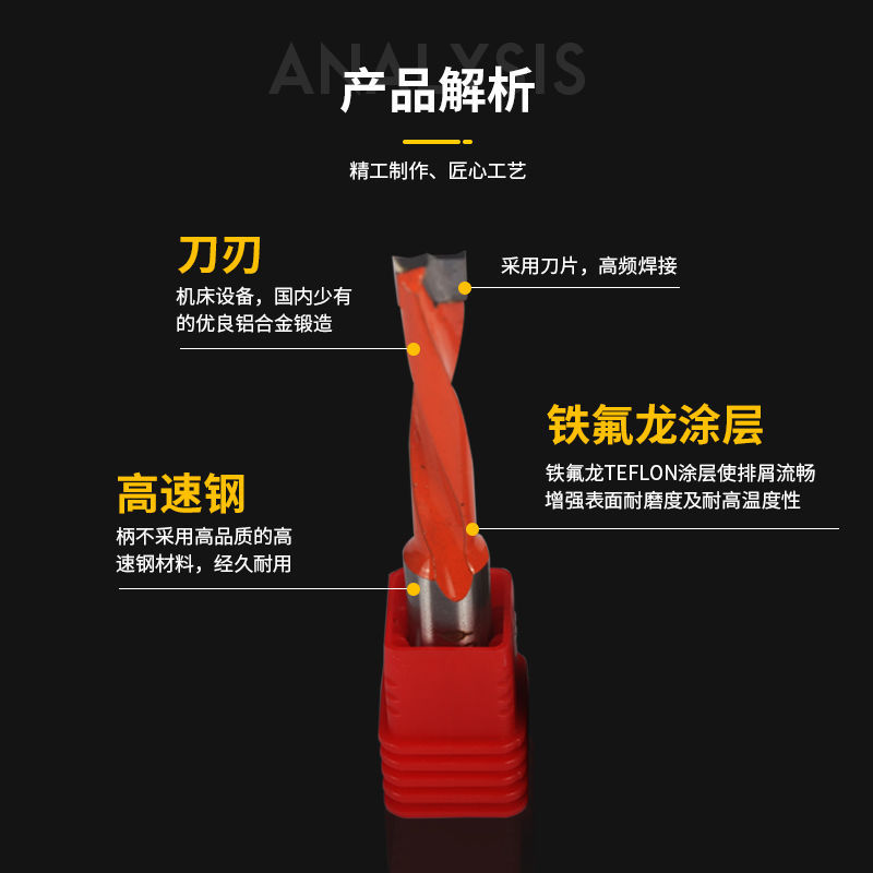 Woodworking hole drill bit, two-edge row drill, alloy drill bit, row drill, drill bit, hole opener, three-in-one, 2-15mm row drill Specification drawing