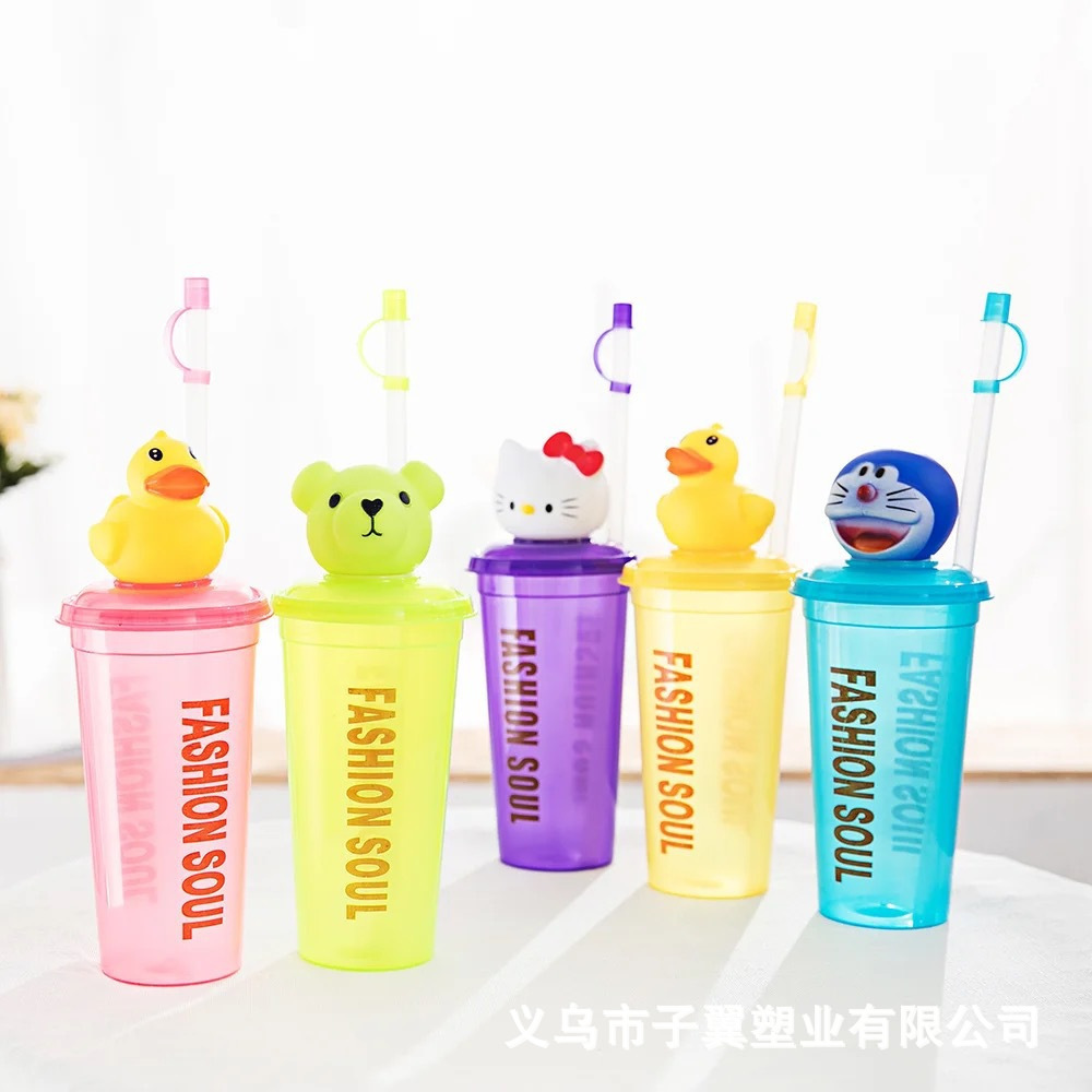 Factory wholesale direct purchase of new disposable cartoon animal cups, printable with straws, cartoon fashion cups, straight cups Application Scenario