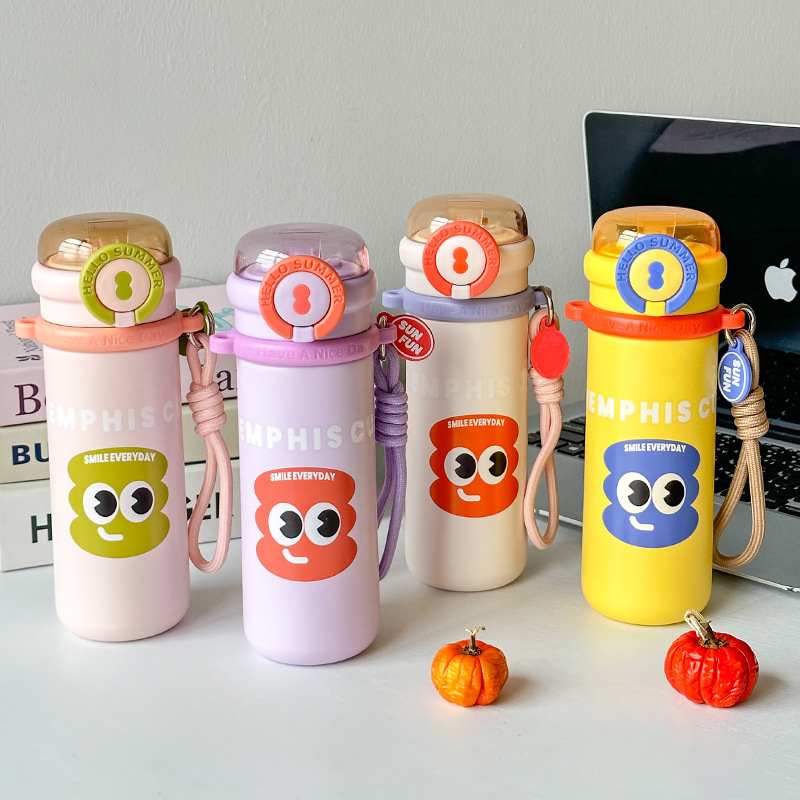 Dopamine high appearance level insulated cup, girls' office portable cup, 316 stainless steel lock buckle simple straw cup details Picture