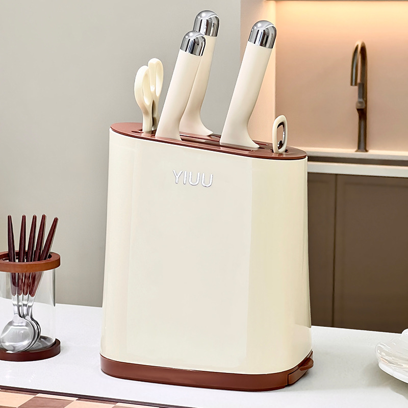 High appearance level, cream-style kitchen knife rack, countertop, multi-functional draining knife storage rack, integrated knife seat details Picture