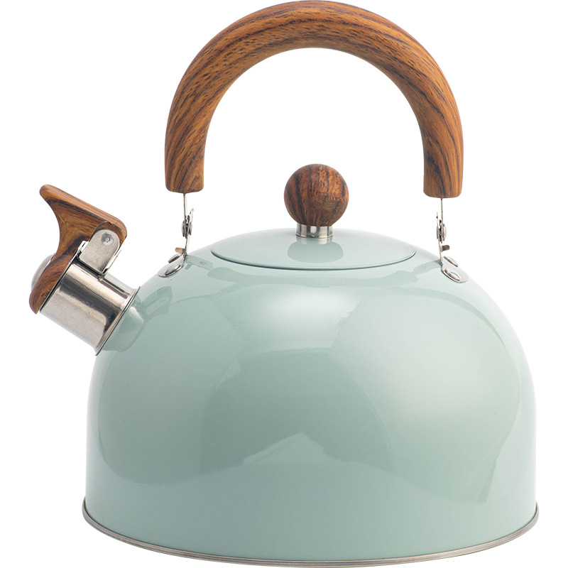 Stainless steel sky grey folding handle whistling kettle, cross-border whistling kettle, European and American light luxury 3L whistling kettle, flat bottom Application Scenario