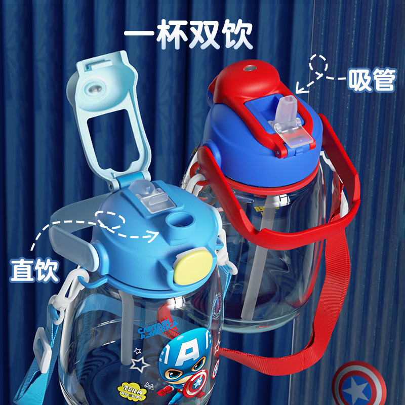 Disney official internet-famous large-bellied cup, summer large-capacity children's water cup, student high appearance level dual-drinking sports water bottle details Picture