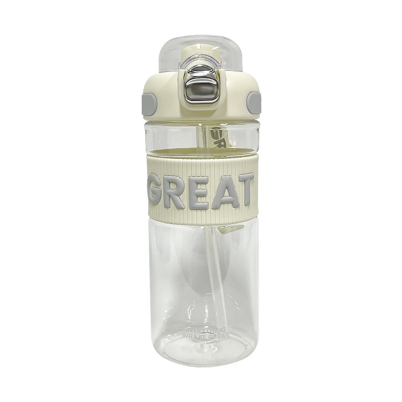 Simple letter plastic cups, student sports water bottles, large-capacity straw cups, portable double-drinking wholesale water cups for girls Item Picture
