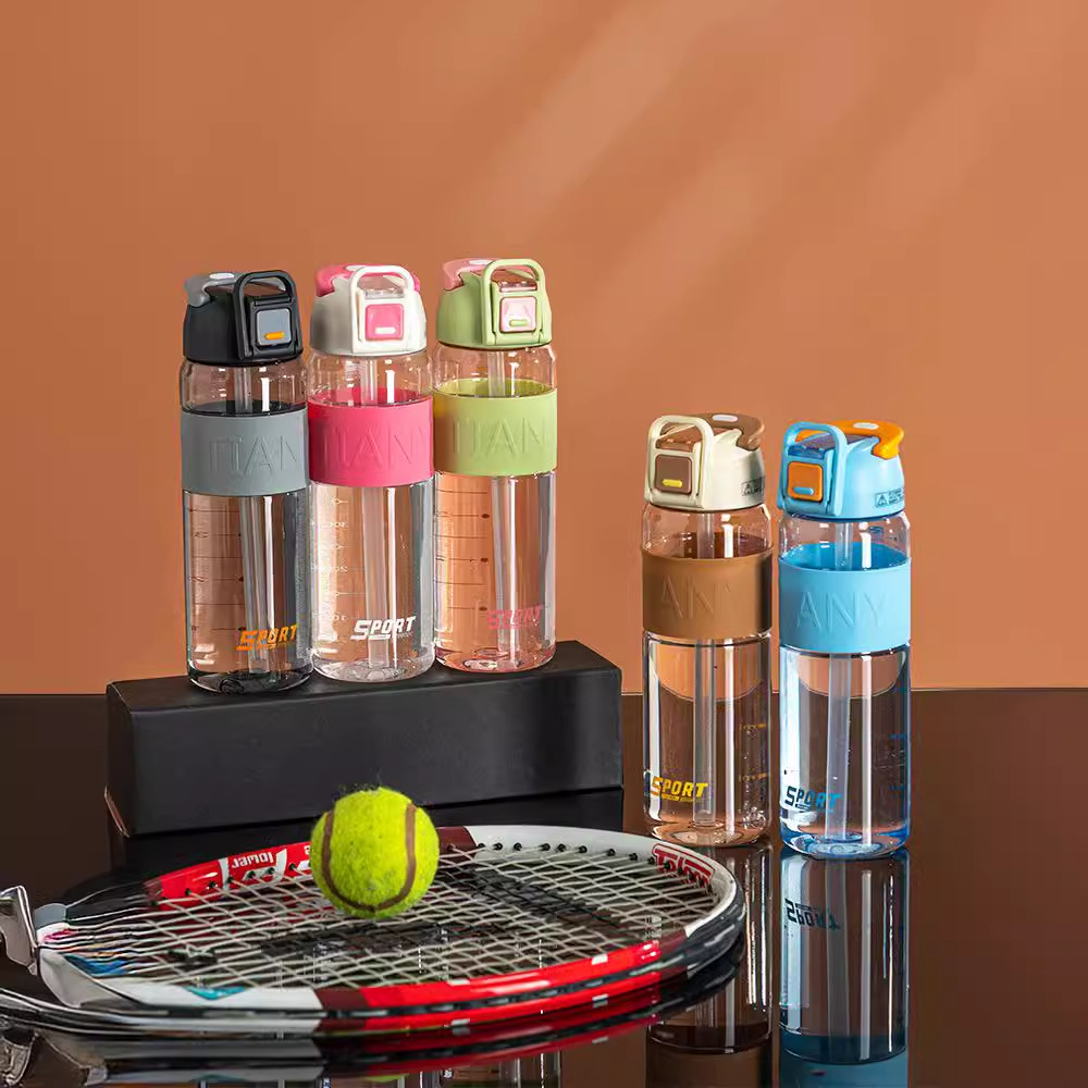 Summer fresh and transparent plastic cup, large-capacity double-drinking, anti-drop straw cup with scale, high appearance level children's water cup Specification drawing