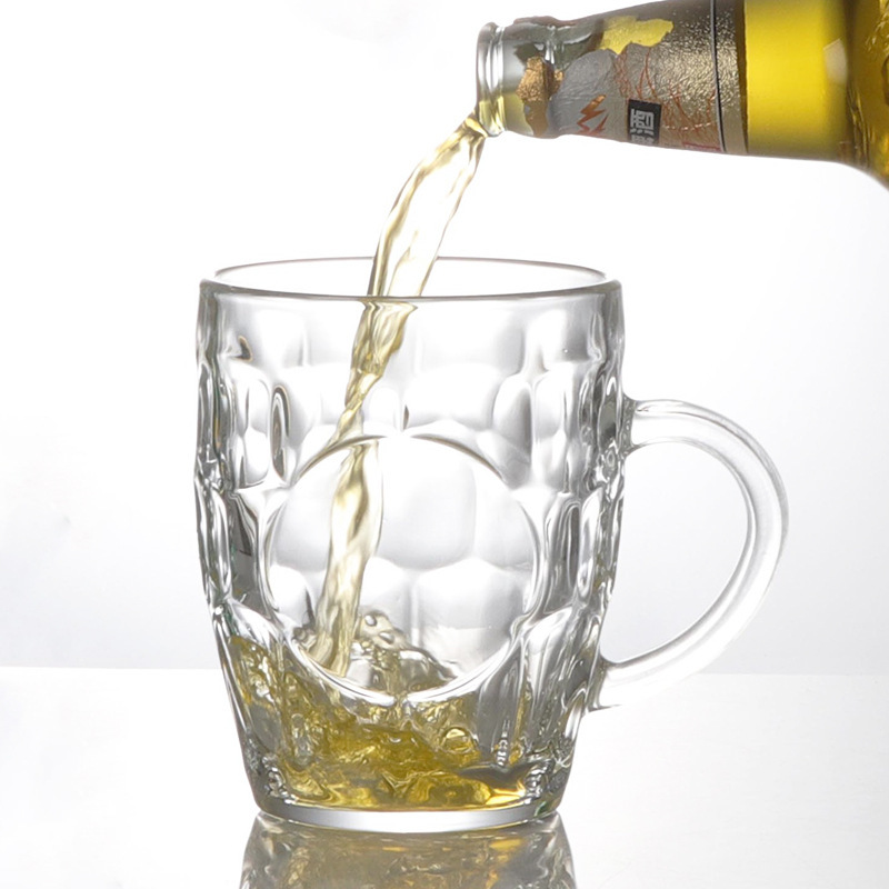 Wholesale of 500ml household glass craft beer mugs with handles and commercial light luxury high-end large-capacity hand-held beer mugs Specification drawing