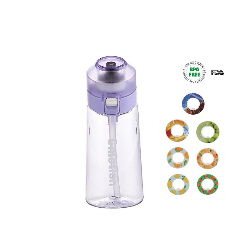 2023 Cross-border New small-capacity sugar-free and caloric scented cup, 500ml sports straw handle, playing water cup with 7 flavor rings full figure