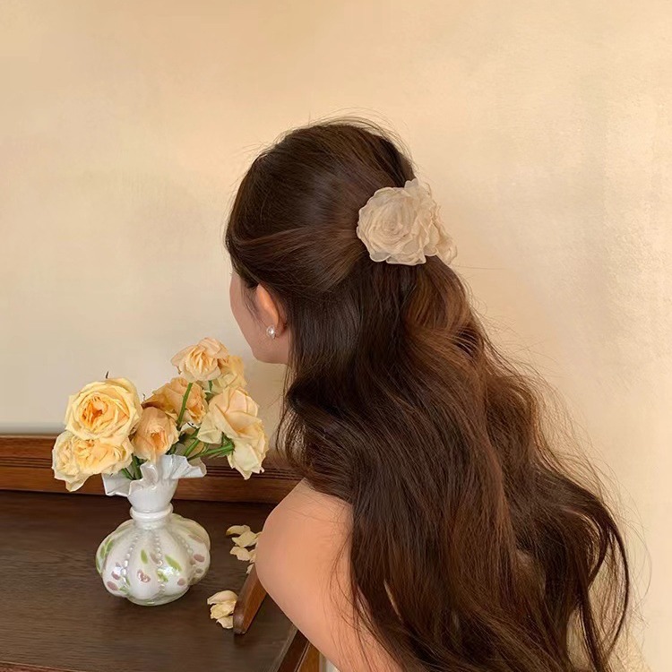 Dried rose new Chinese-style flower hairpin, shark hairpin at the back of the head, hairpin, handcrafted hair accessory Specification drawing