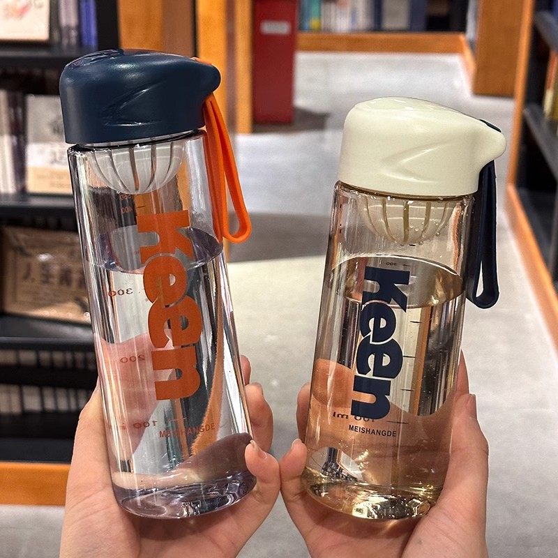 Girls, high appearance level, ins portable cup, children's water cup, simple, anti-drop, heat-resistant plastic, students details Picture