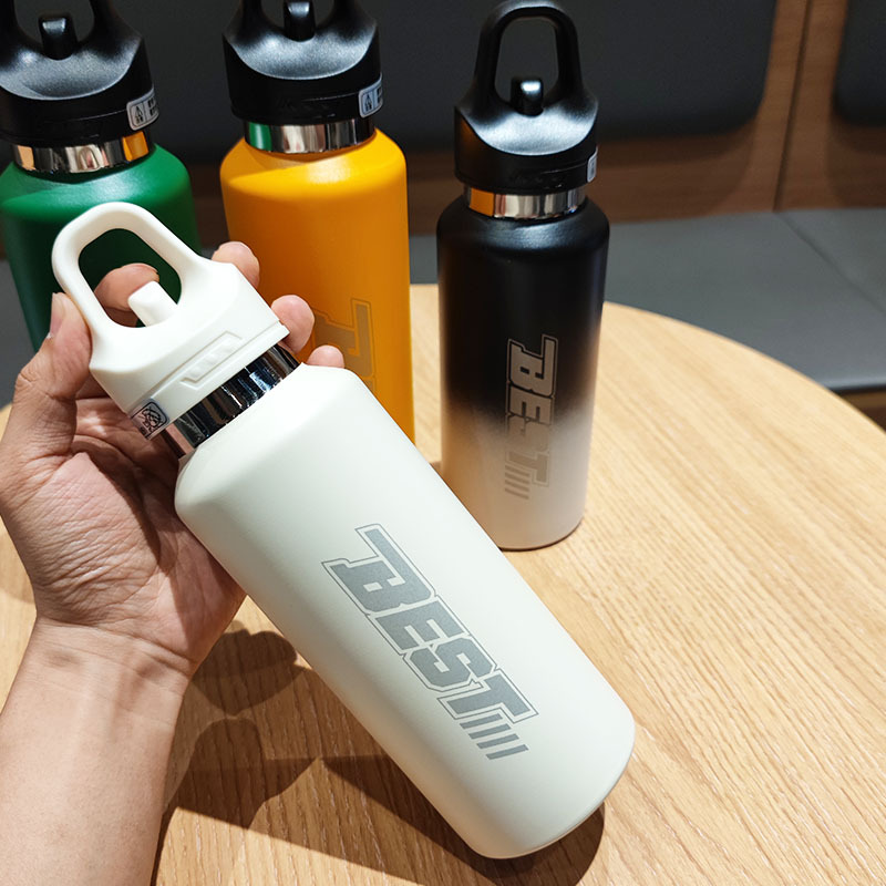 New cross-border e-commerce one-click lid opening and drinking large-capacity fitness water bottle, thermos cup, cold preservation cycling sports water cup Specification drawing