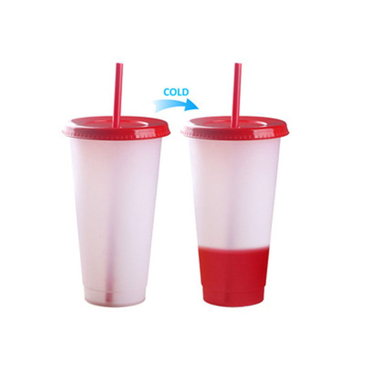 Factory direct supply colorless and color-changing single-layer plastic color-changing cups for beverages, fruits, tea and water, temperature-sensitive color-changing straw cups Application Scenario