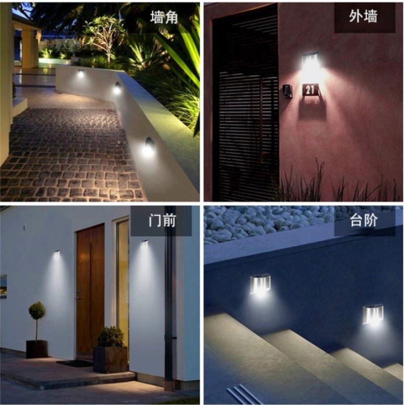 Cross-border solar lights, courtyard stainless steel doorplate lights, garden lighting, staircase lights, fence sensor wall lights, fence lights Application Scenario