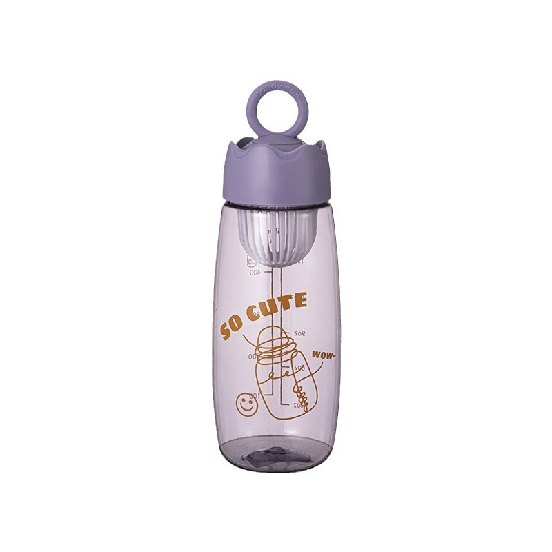 Creative and simple student plastic cups, outdoor portable sports water cups with tea strainers, high-temperature resistant space cups Item Picture