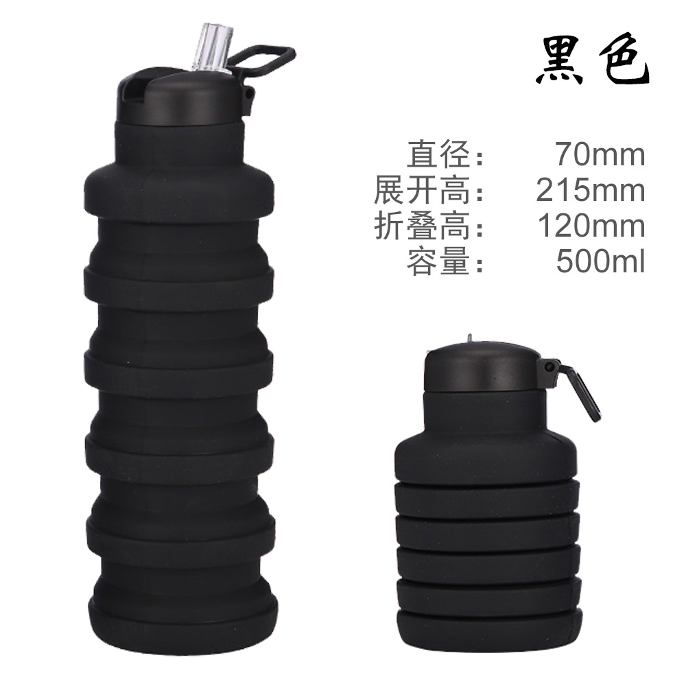 Cross-border stock 500ml creative silicone water bottle with nozzle cap, portable water bottle, outdoor folding sports water bottle Application Scenario