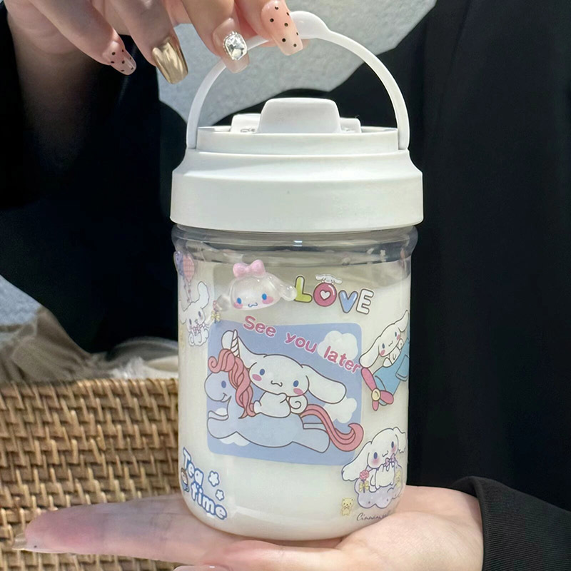 New kt cat cute sticker for girls on Instagram, portable double-drinking cup, heat-resistant plastic cup Application Scenario