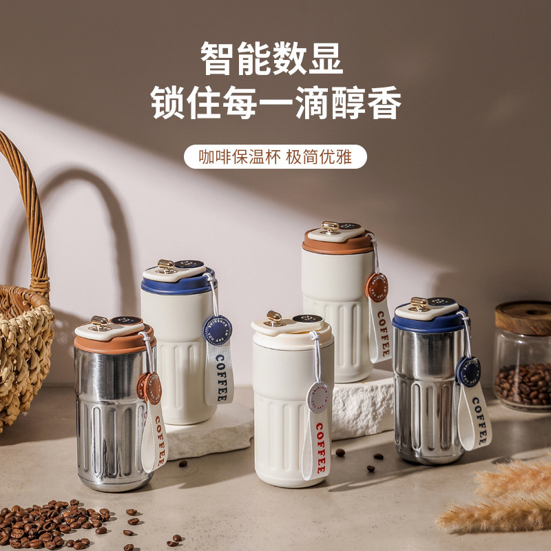 New 316 stainless steel coffee cup, smart temperature display travel cup, high appearance level, portable office exquisite insulated cup details Picture