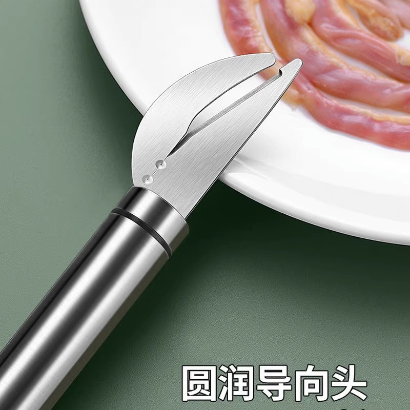 Pig large intestine oil scraping knife, chicken and duck intestines flipping tool, intestinal unblocking tool, intestine opening knife, fish intestine cutting knife, intestine breaking tool, special tool Application Scenario