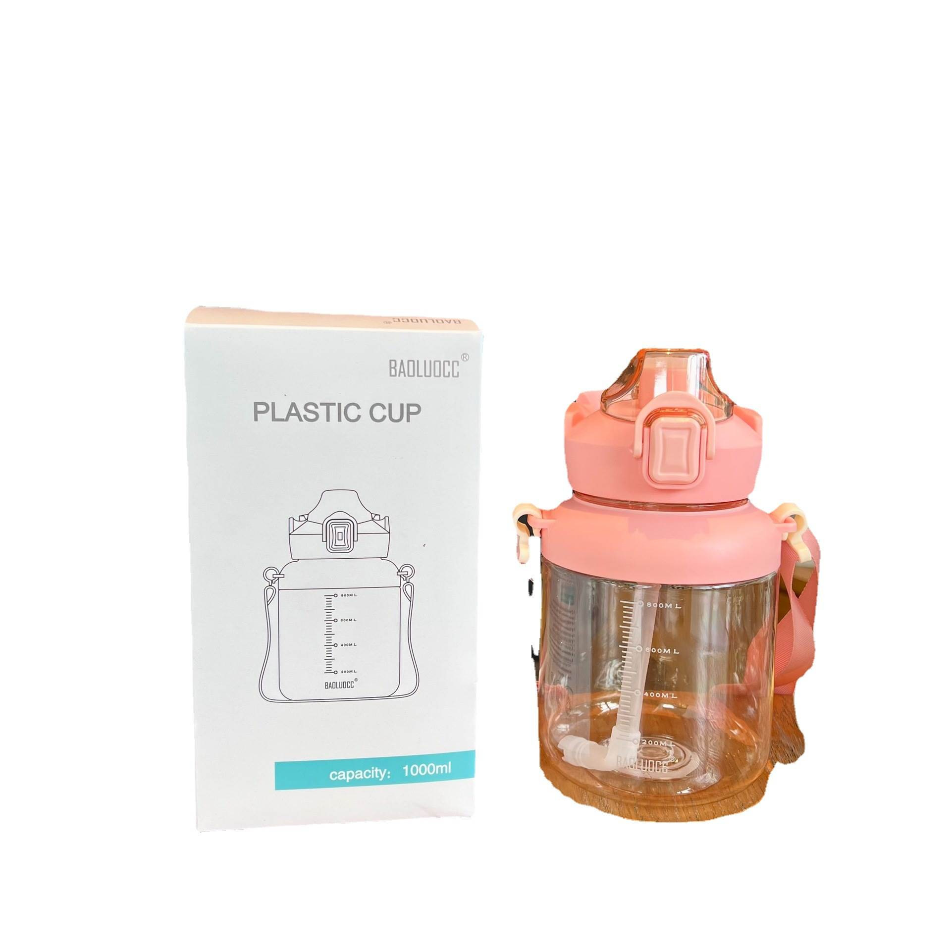 Summer large-capacity portable sports plastic water bottle with scale, fitness outdoor simple tonnage bucket 1L cup Item Picture